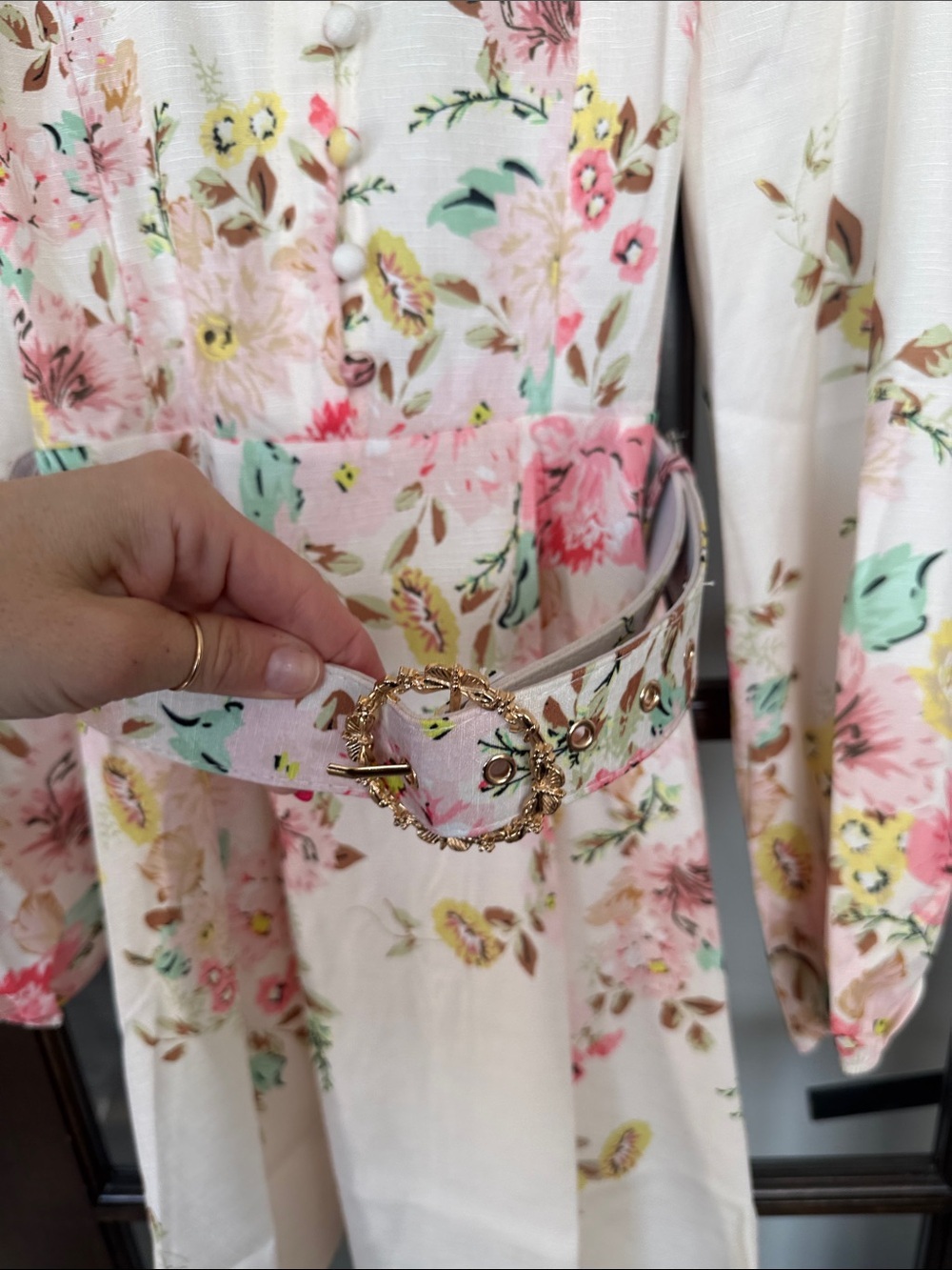 Floral Cream Long-Sleeve Midi Dress - Picture 5 of 8